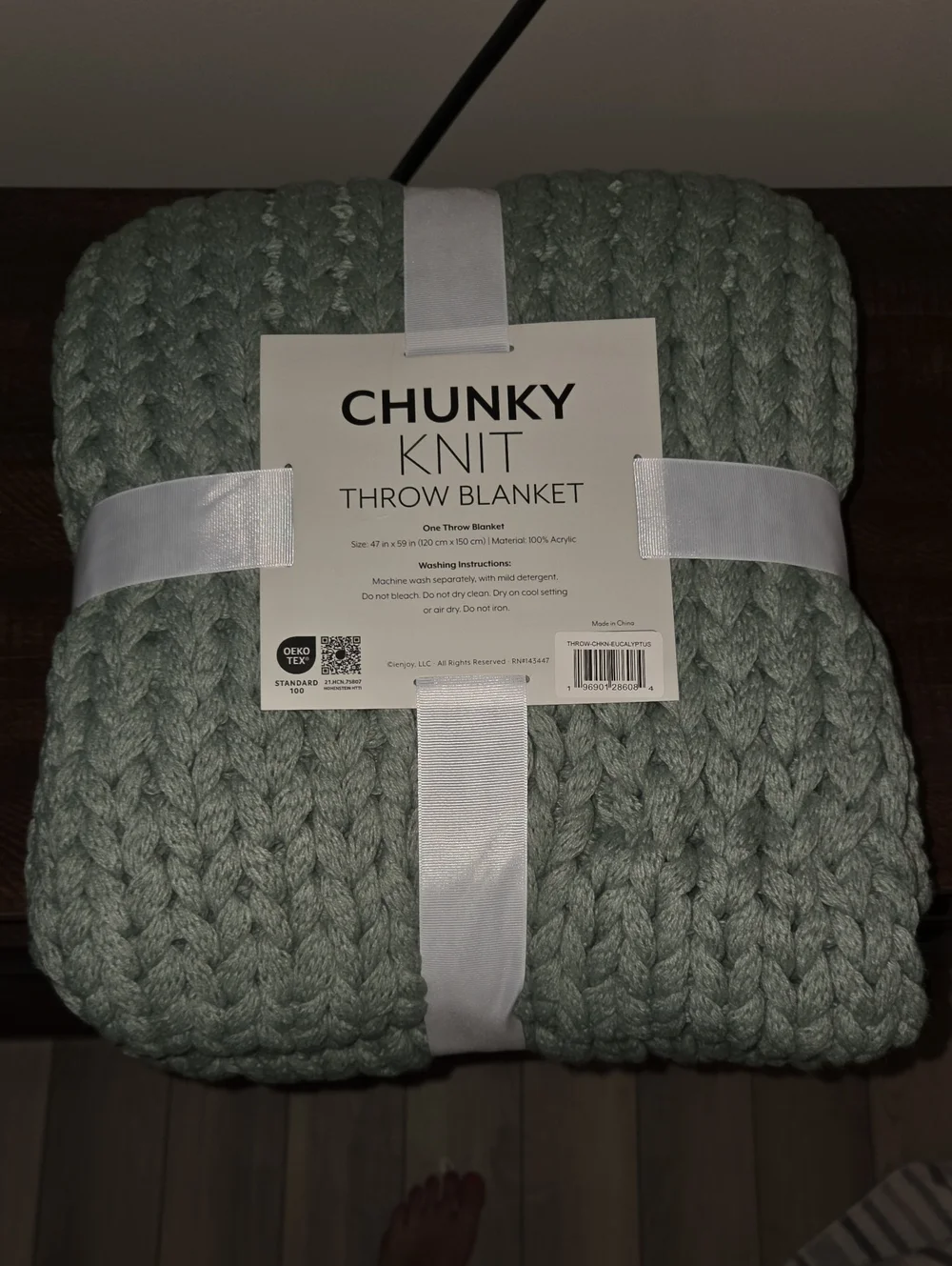 Linens And Hutch Chunky Knit Throw Blanket - Sage Green